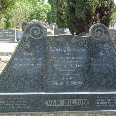 BILJON Abel Albertus, van 1880-1960 &amp; Sarah Susanna 1881-1972