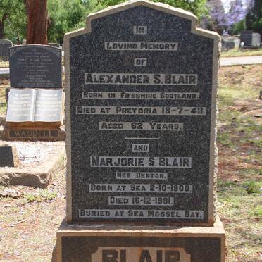 BLAIR Alexander -1943 &amp; Marjorie S. DENTON 1900-1981