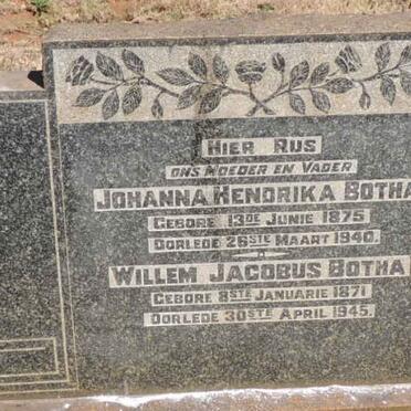 BOTHA Willem Jacobus 1871-1945 &amp; Johanna Hendrika 1875-1940