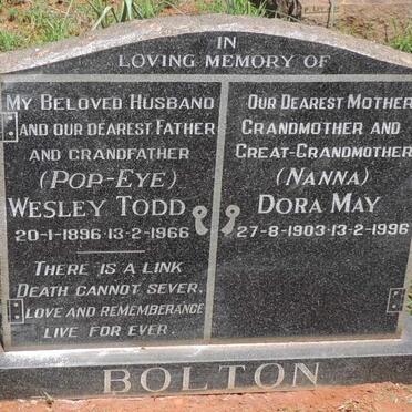 BOLTON Wesley Todd 1896-1966 & Dora May 1903-1996