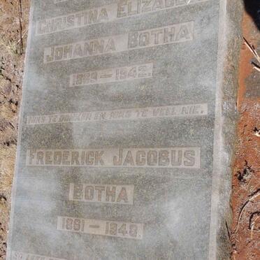 BOTHA Frederick Jacobus 1861-1948 &amp; Christina Elizabeth Johanna 1869-1942