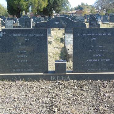 BOTHA Jakobus Johannes Petrus 1907-1985 &amp; Susara Aletta 1911-1989