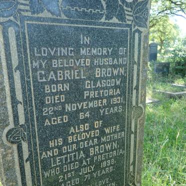 BROWN Gabriel -1931 &amp; Letitia -1938