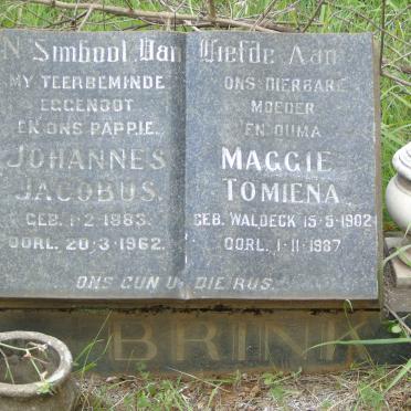BRINK Johannes Jacobus 1883-1962 &amp; Maggie Tomiena WALDECK 1902-1987