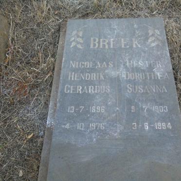 BREEK Nicolaas Hendrik Gerardus 1896-1976 &amp; Hester Dorothea Susanna 1903-1994