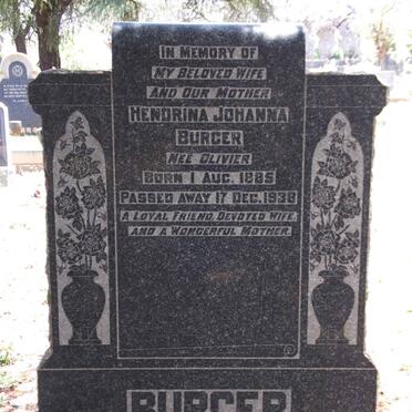 BURGER Hendrina Johanna nee OLIVIER 1885-1938