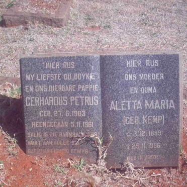 BEZUIDENHOUT Gerhardus Petrus 1903-1961 &amp; Aletta Maria KEMP 1899-1986