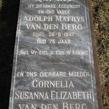 BERG Adolph Mathys, van den -1947 & Cornelia Susanna Elizabeth DU TOIT 1885-1966