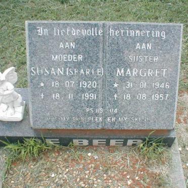 BEER Susan, de nee SEARLE 1920-1991 :: DE BEER Margret 1946-1957