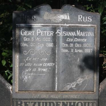 BEZUIDENHOUT Gert Peter 1900-1960 &amp; Susanna Martina GOOSEN 1908-1997