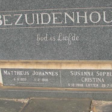 BEZUIDENHOUT Mattheus Johannes 1909-1968 &amp; Susanna Sophia Cristina LOTTER  1908-1973