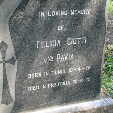 CIOTTI Felicia nee PAVIA 1878-1962