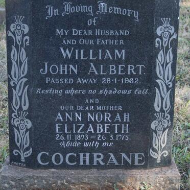COCHRANE William John Albert -1962 &amp; Ann Norah Elizabeth 1893-1975