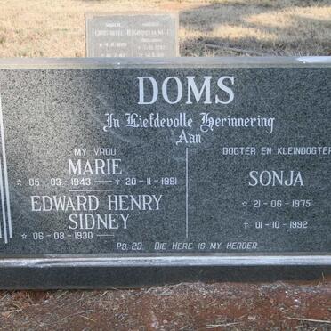 DOMS Edward Henry Sidney 1930- &amp; Marie 1943-1991