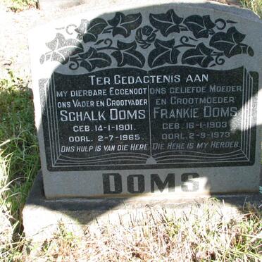 DOMS Schalk 1901-1965 &amp; Frankie 1903-1973