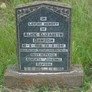 DAWSON Alberta Johanna 1873-1955 :: DAWSON Alice Elizabeth 1918-1941 