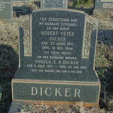 DICKER Robert Peter 1871-1944 & Engela E.A. 1877-1960