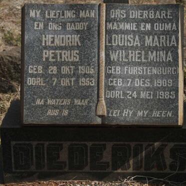 DIEDERIKS Hendrik Petrus 1905-1953 & Louisa Maria Wilhelmina  FURSTENBURG 1909-1985