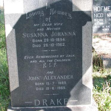 DRAKE John Alexander 1889-1965 &amp; Susanna Johanna 1894-1962