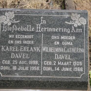 DAVEL Karel Erlank 1898-1956 & Wilhelmina Catherina 1905-1966