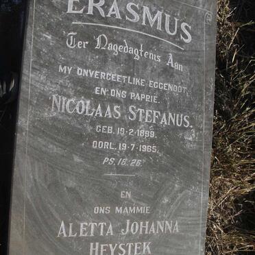 ERASMUS Nicolaas Stefanus 1899-1965 & Aletta Johanna HEYSTEK 1906-1991