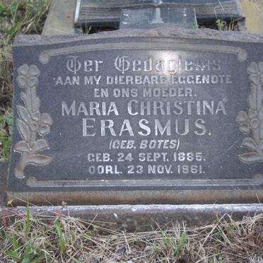 ERASMUS Maria Christina nee BOTES 1885-1961