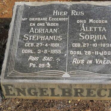 ENGELBRECHT Adriaan Stephanus 1881-1955 &  Aletta Sophia 1890-1980