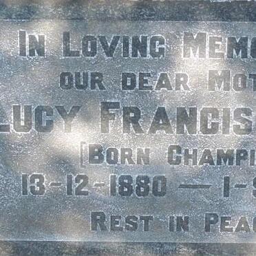 EVANS Lucy Francis nee CHAMPION 1880-1945