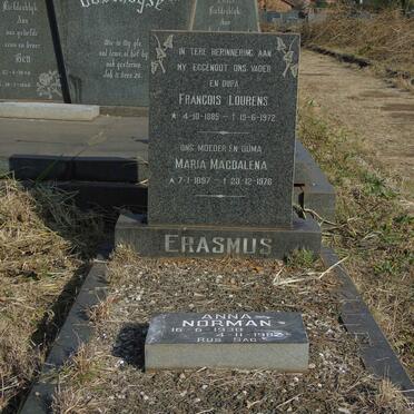 ERASMUS Francois Lourens 1885-1972 &amp; Maria Magdalena 1897-1976