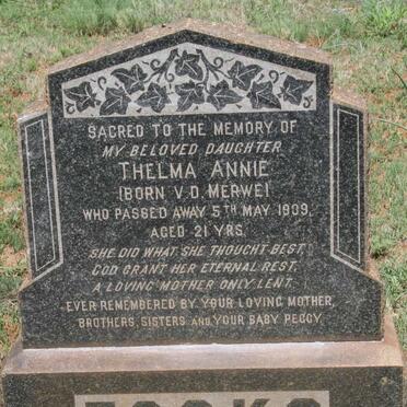 FOCKS Thelma Annie nee V.D. MERWE-1939