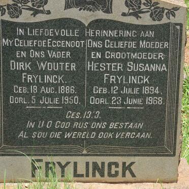 FRYLINCK Dirk Wouter 1886-1950 &amp; Hester Susanna 1894-1968