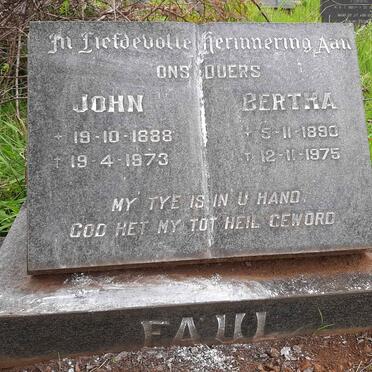FAUL John 1888-1973 &amp; Bertha 1890-1975