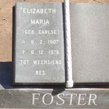 FOSTER Elizabeth Maria nee CARLSE 1907-1978