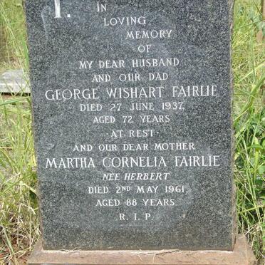 FAIRLIE George Wishart -1937 & Martha Cornelia HERBERT -1961