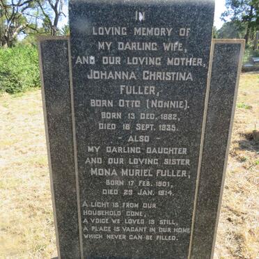 FULLER Johanna Christina nee OTTO 1882-1935 :: FULLER Mona Muriel 1901-1914