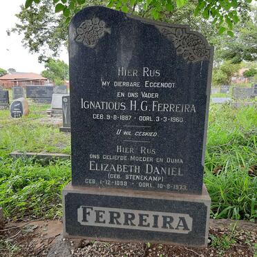 FERREIRA Ignatious H.G. 1887-1960 &amp; Elizabeth Daniel STENEKAMP 1899-1973