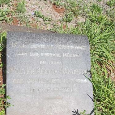SANDBERG Hester Aletta nee VAN HEERDEN 1884-1963