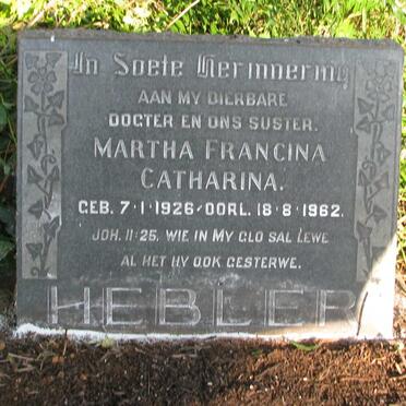 HEBLER Martha Francina Catharina 1926-1962