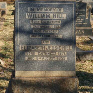 HILL William 1861-1945 &amp; Elizabeth Jessie 1871-1952