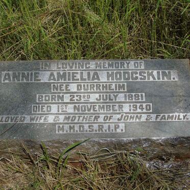 HODGSKIN Annie Amielia nee DURRHEIM 1881-1940