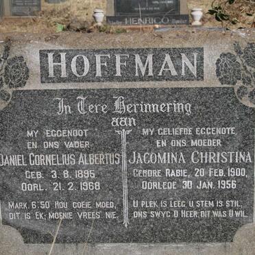 HOFFMAN Daniel Cornelius Albertus 1895-1968 & Jacomina Christina RABIE 1900-1956