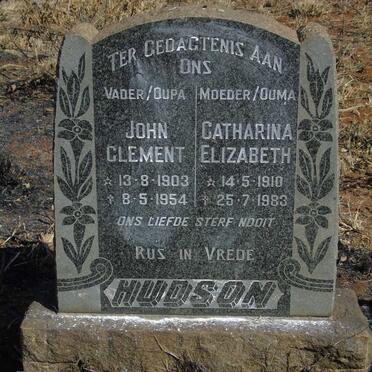 HUDSON John Clement 1903-1954 & Catharina Elizabeth 1910-1983