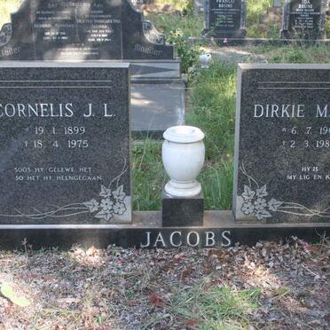 JACOBS Cornelis J.L. 1899-1975 &amp; Dirkie M.C.S. 1903-1984