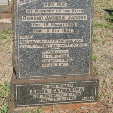 JACOBS Barend Jacobus 1865-1941 &amp; Anna Catharina VICTOR 1878-1948