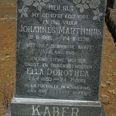 KABER Johannes Marthinus 1886-1938 & Ella Dorothea 1893-1983