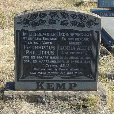 KEMP Gerhardus Phillippus 1883-1961 &amp; Esabella Aletta POTGIETER 1885-1968