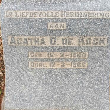 KOCK Agatha D., de 1900-196?
