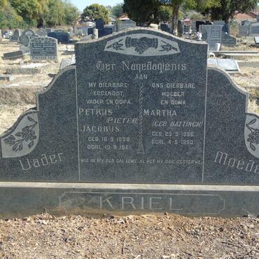 KRIEL Petrus Jacobus 1888-1961 &amp; Martha HATTINGH 1896-1990