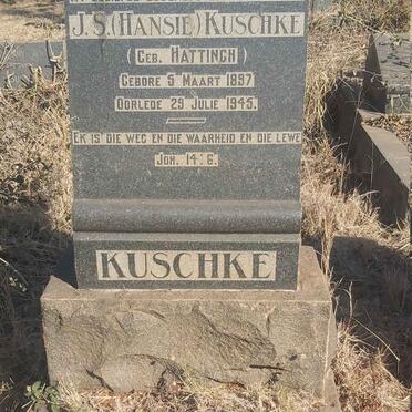 KUSCHKE J.S. nee HATTINGH 1897-1945