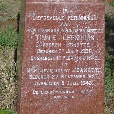 LEEMHUIS Tinnie nee SCHUTTE 1903-1942 :: LEEMHUIS Jeanette 1927-1942